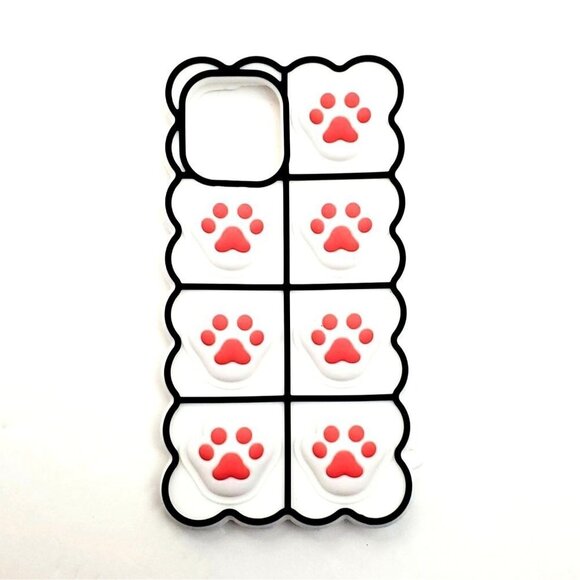 Iphone 12 12 pro Pink Pet Paws 3d Quilt Look Phone Case Pink White - Picture 1 of 2